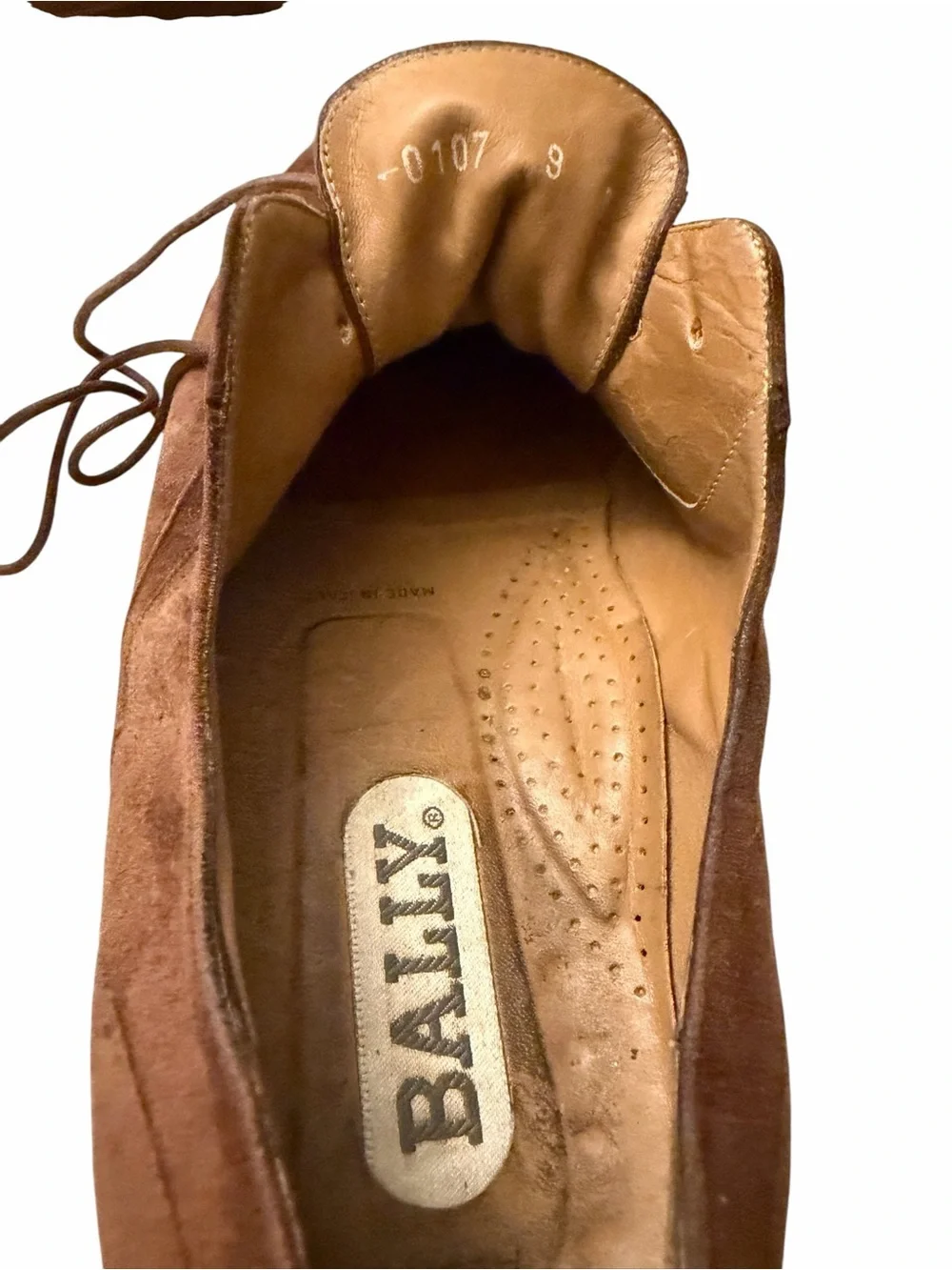 Bally Brown Suede Wingtip Lace-Up Oxfords, pre-owned, SZ9
